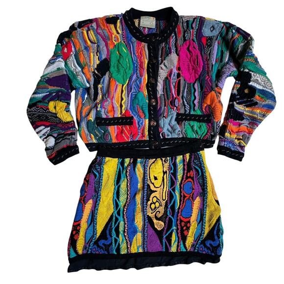 COOGI Sweaters - Coogi Vintage Multicolor Button Up Sweater With Matching Skirt Size M/L